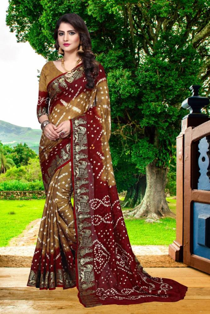 Palak Bandhej Latest Fancy Designer  Handicraft Pure Bandhej Silk Saree Collection